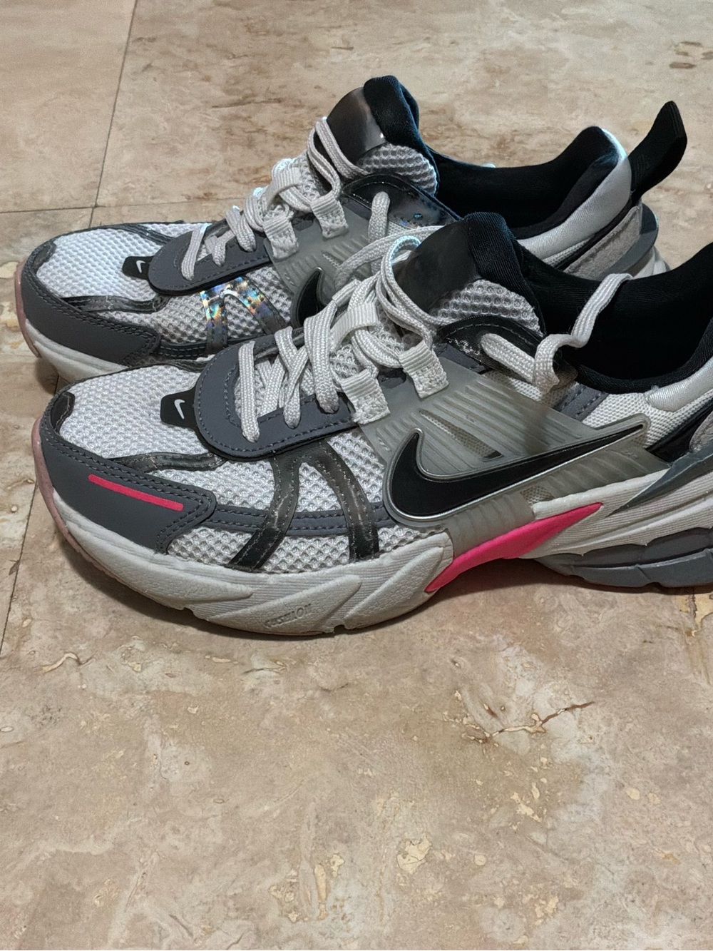 Nike Women’s Mesh Sneakers in White, Gray & Pink